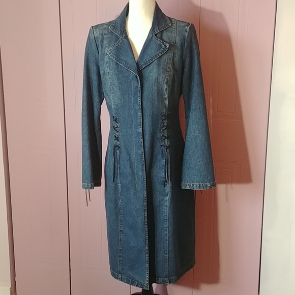 Vintage  long jean jacket - Picture 1 of 8